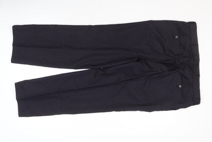 Jaeger Men's Black Striped Wool Trousers, Size 36S