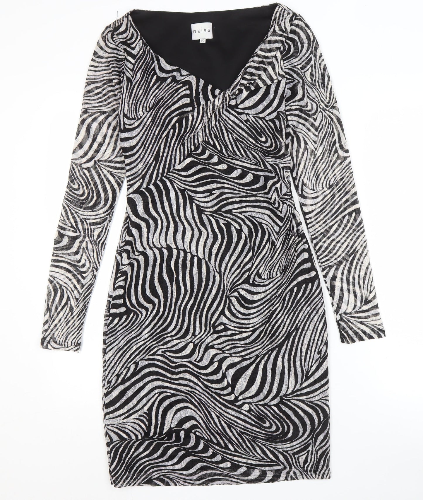 Reiss Women's Black Animal Print Dress Size 8