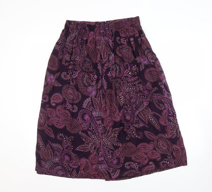 Berkertex Women's Purple Paisley Midi Skirt Size 14