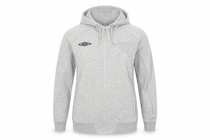 Front view of Umbro Grey Full Zip Hoodie, size 12, unisex, logo accent
