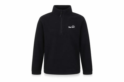 Front view of Peter Storm boys’ black fleece 1/2 zip sweatshirt, size 7-8