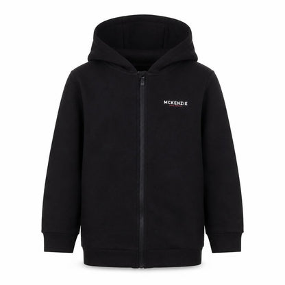 Front view of McKenzie boys’ black zip-up fleece jacket 7-8 years