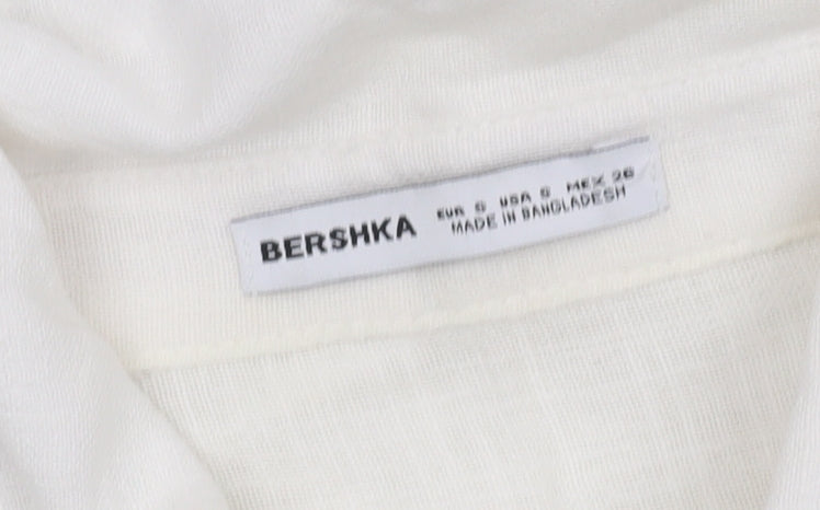 Bershka Women's White Button-Up Shirt - Size 8