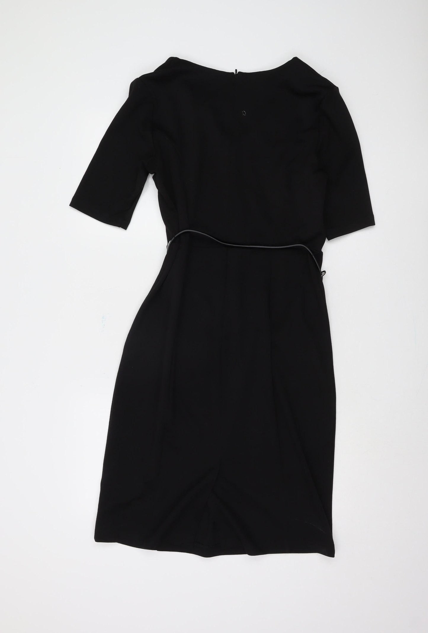 Bonmarché Women's Black V-Neck Belted Dress Size 14