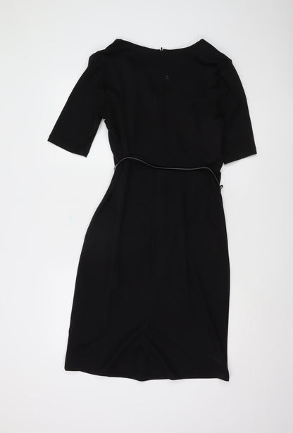 Bonmarché Women's Black V-Neck Belted Dress Size 14