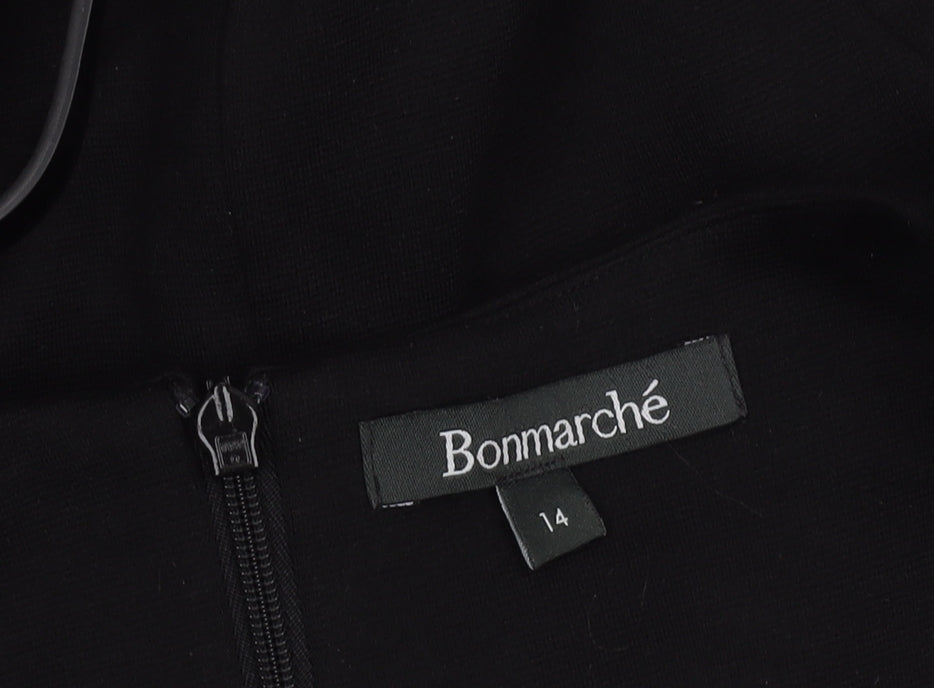 Bonmarché Women's Black V-Neck Belted Dress Size 14