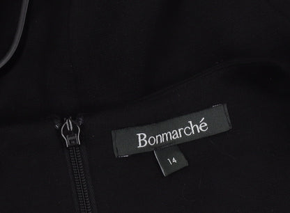 Bonmarché Women's Black V-Neck Belted Dress Size 14