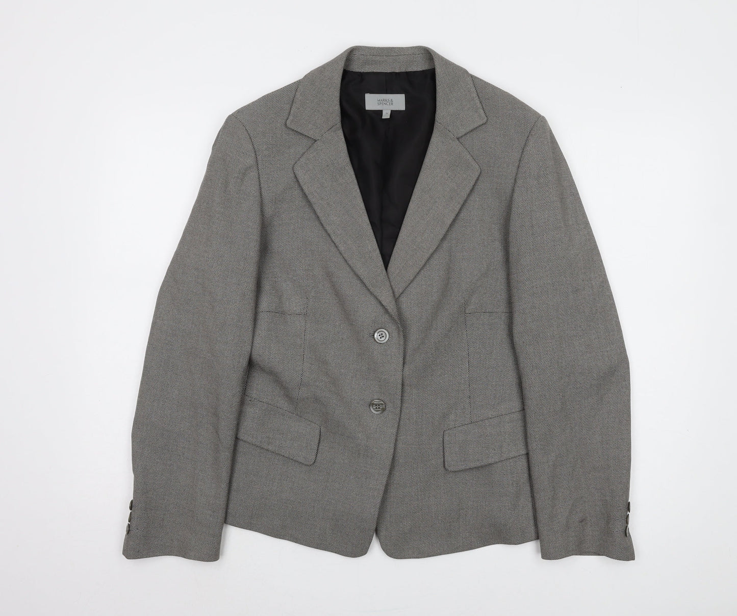 Marks and Spencer Women's Grey Blazer, Size 14, Regular Fit