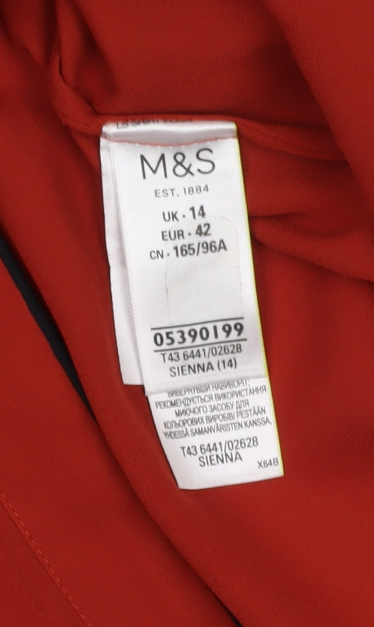 Womens UK Size 14 Marks and Spencer Red Basic Blouse