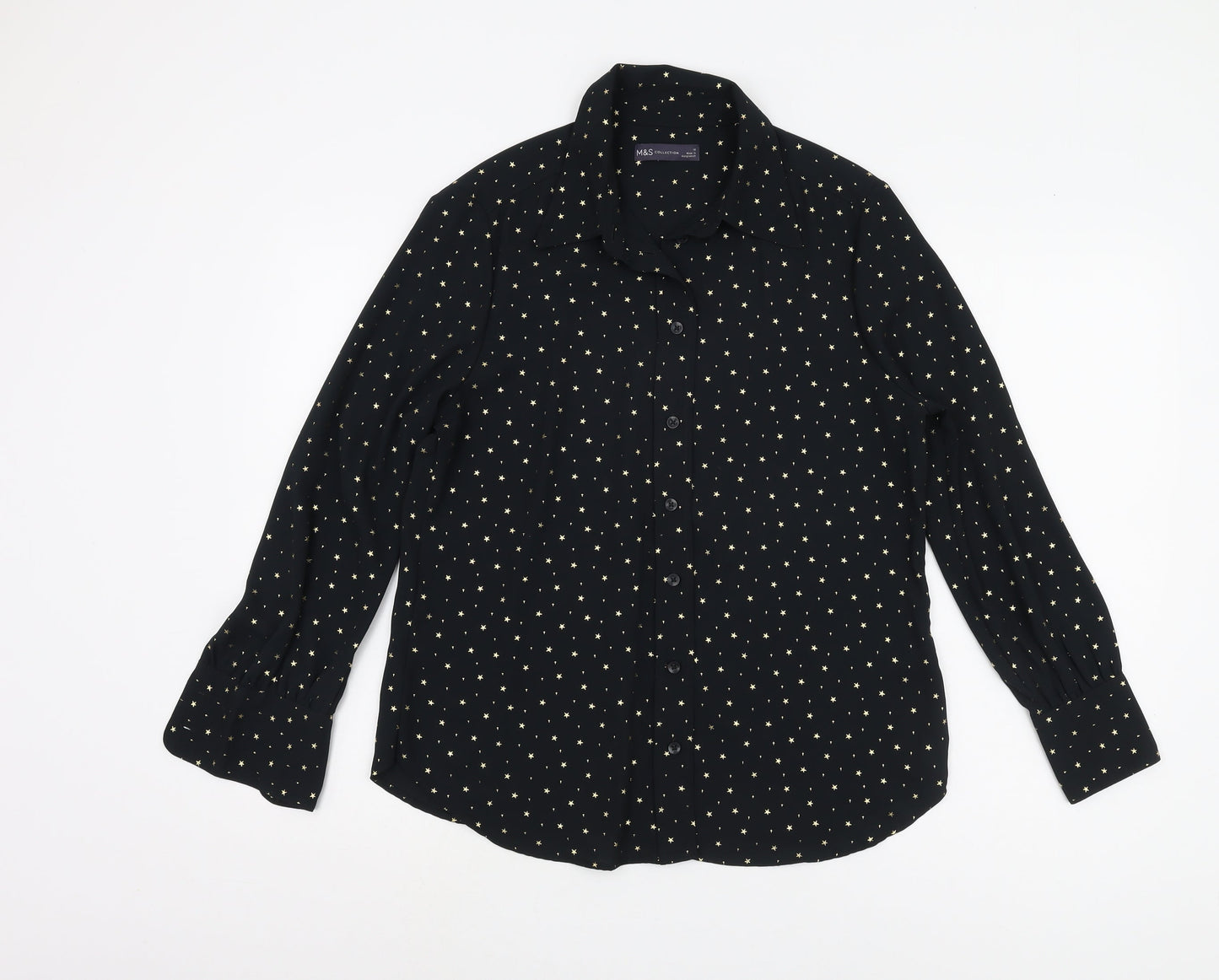 Womens UK Size 12 Marks and Spencer Black Basic Button-Up