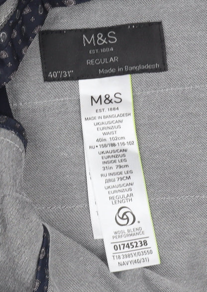 Marks and Spencer Men's Blue Dress Pants 40/31 Regular