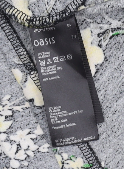 Oasis Women's Black Floral A-Line Dress Large