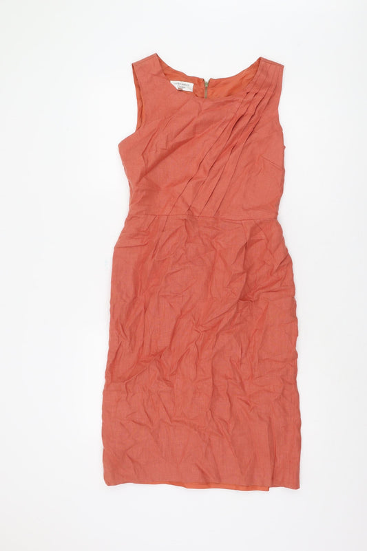 Laura Ashley Women's Orange Linen Dress Size 10