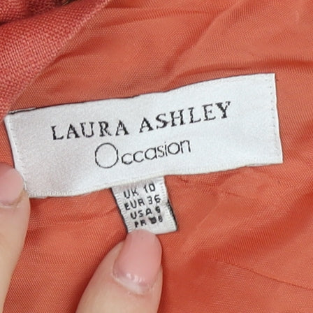 Laura Ashley Women's Orange Linen Dress Size 10