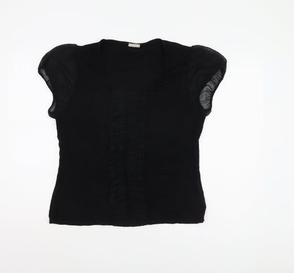 Womens UK Size L Planet Black Basic Blouse