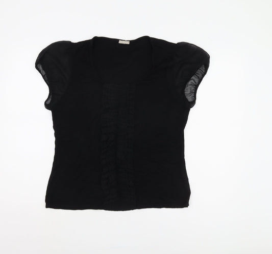 Womens UK Size L Planet Black Basic Blouse