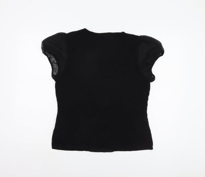 Womens UK Size L Planet Black Basic Blouse
