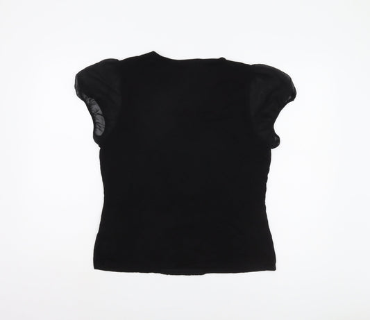 Womens UK Size L Planet Black Basic Blouse