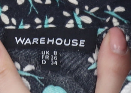 Warehouse Women's Black Floral Playsuit Size 8