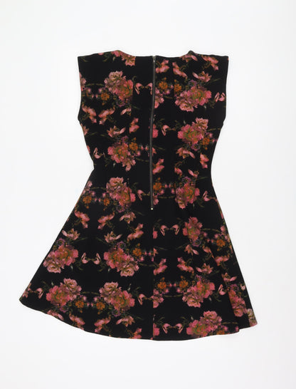 AX Paris Women's Black Floral Fit & Flare Dress Size 10