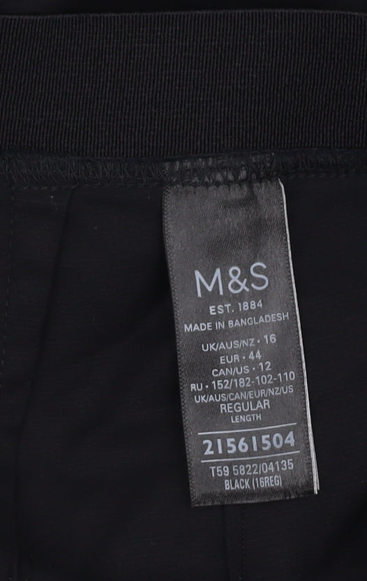 Womens UK Size 16 Marks and Spencer Regular Fit  Black Trousers