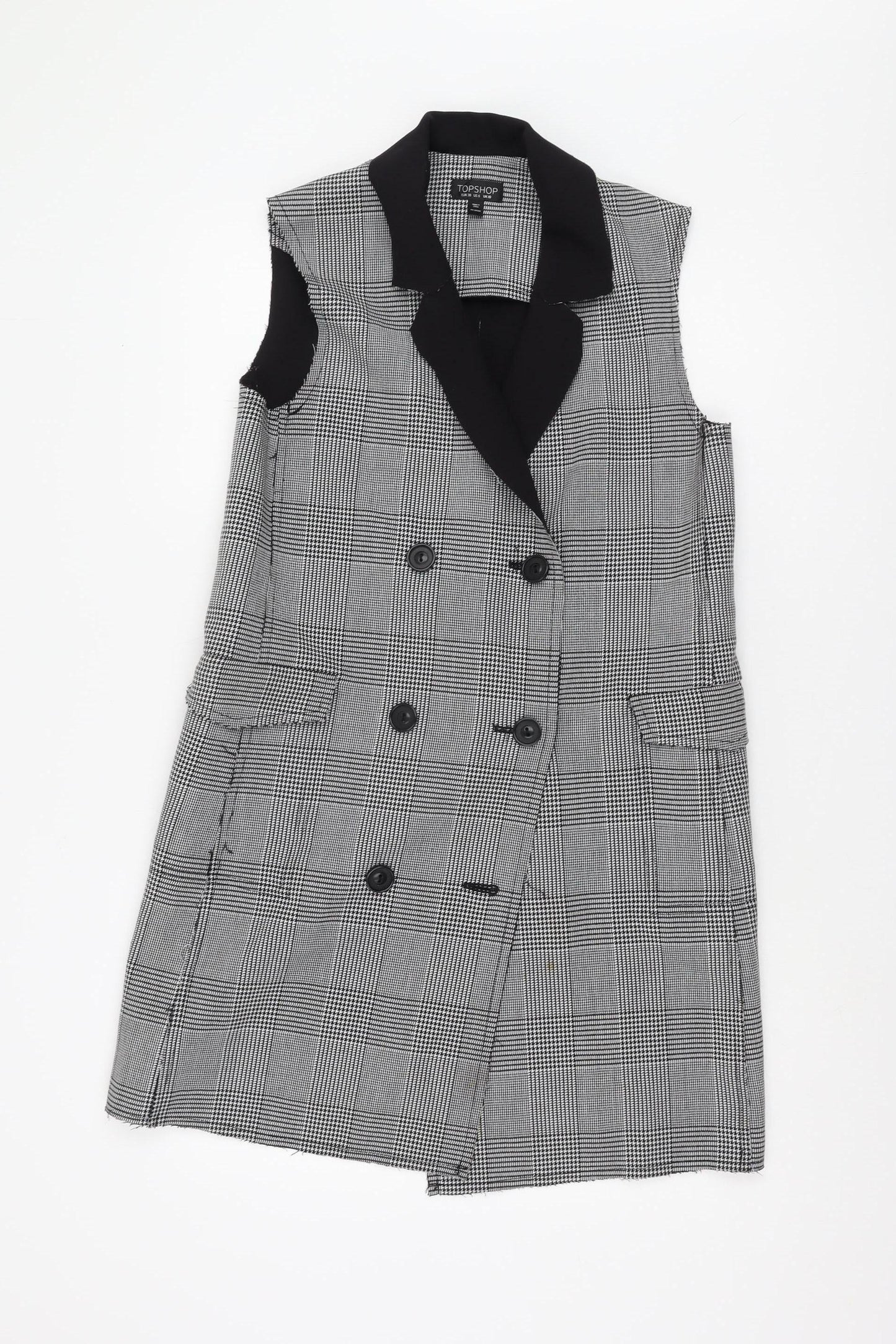 Womens UK Size 10 Topshop Black Longline waistcoat