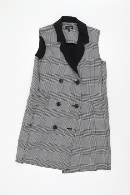 Womens UK Size 10 Topshop Black Longline waistcoat