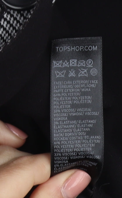 Womens UK Size 10 Topshop Black Longline waistcoat