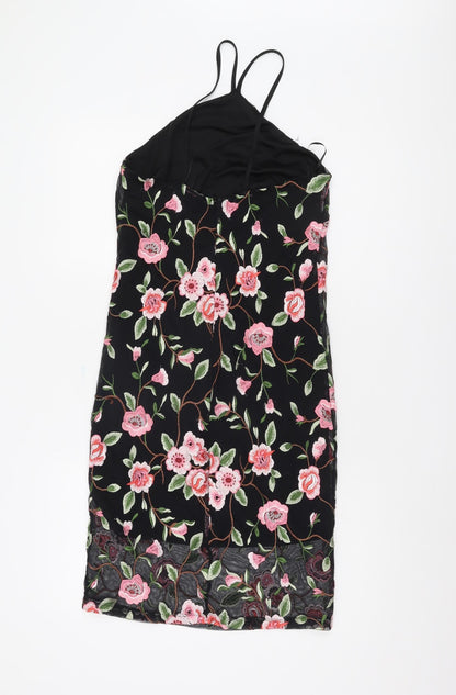 New Look Women's Black Floral Slip Dress Size 12