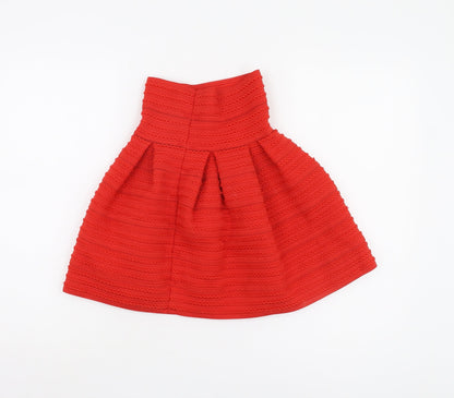 H&M Red Women's XS Skirt with Zip Closure