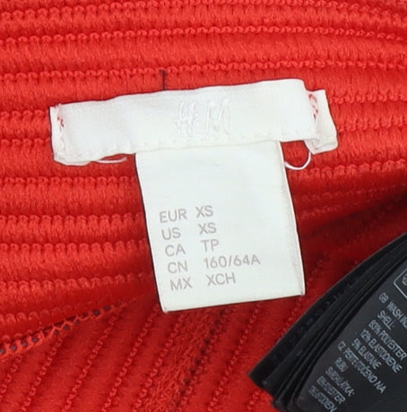 H&M Red Women's XS Skirt with Zip Closure