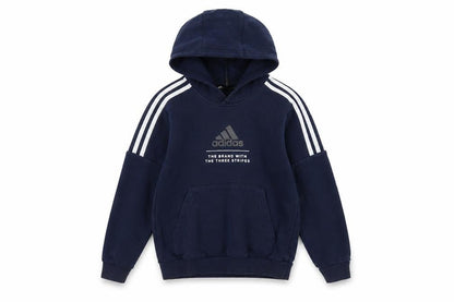 Front view of Adidas boys’ blue pullover hoodie 9-10 years