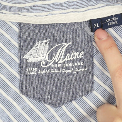 Maine New England Men's Blue XL Striped Casual Shirt