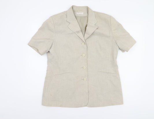 Bonmarché Women's Beige Blazer Size 16 Short Sleeve