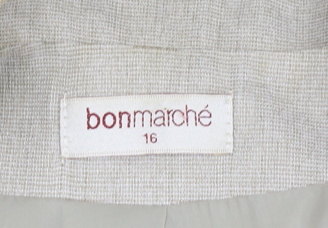 Bonmarché Women's Beige Blazer Size 16 Short Sleeve