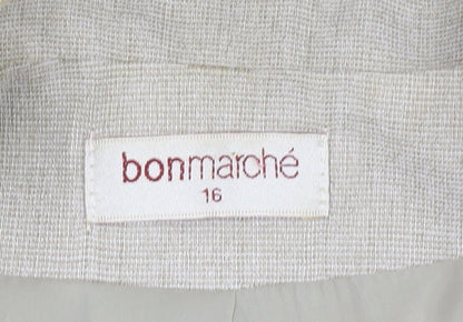 Bonmarché Women's Beige Blazer Size 16 Short Sleeve
