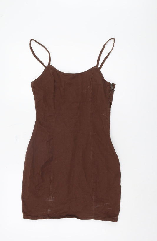 H&M Women Brown Bodycon Dress Size 10 Casual Party