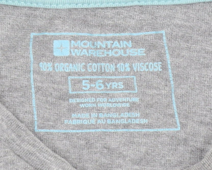 Mountain Warehouse Girls Grey T-Shirt 5-6 Years Graphic Print