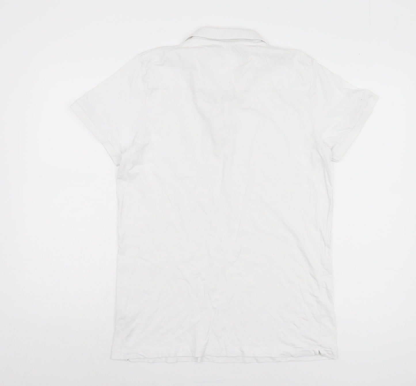 French Connection Men's White Polo, Size L, Casual Short Sleeve