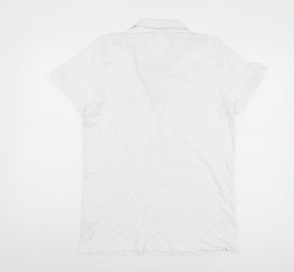 French Connection Men's White Polo, Size L, Casual Short Sleeve