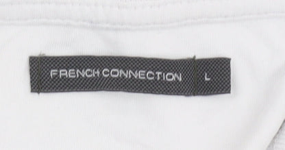 French Connection Men's White Polo, Size L, Casual Short Sleeve