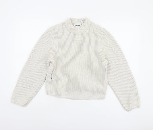 Womens UK Size XS Weekday White Pullover Jumper