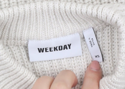 Womens UK Size XS Weekday White Pullover Jumper