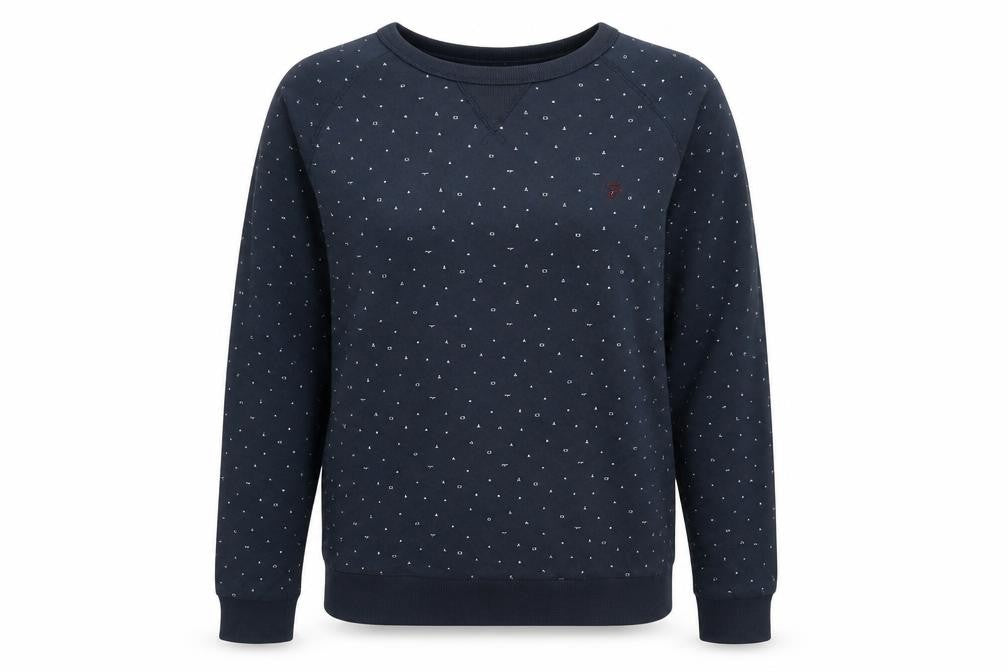 Front view of Farah unisex blue m pullover sweatshirt, casual cotton