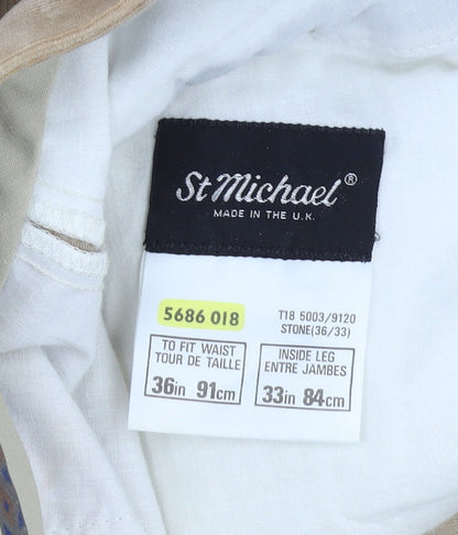 Marks & Spencer Beige Corduroy Trousers Size 36