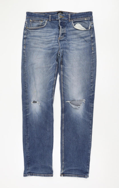 Mens UK Size 34 River Island  Straight Blue Jeans