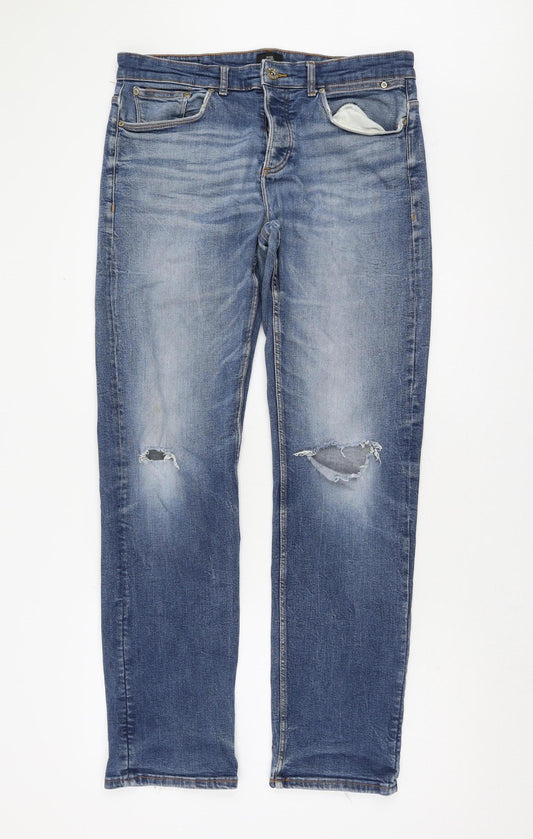 Mens UK Size 34 River Island  Straight Blue Jeans