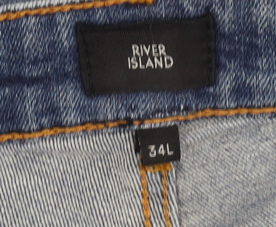 Mens UK Size 34 River Island  Straight Blue Jeans