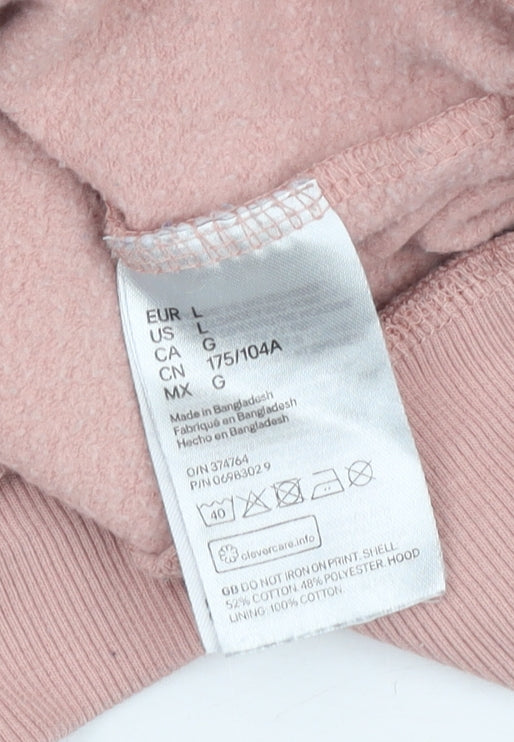 H&M Women's Pink Hoodie Size 14 Pullover with Logo