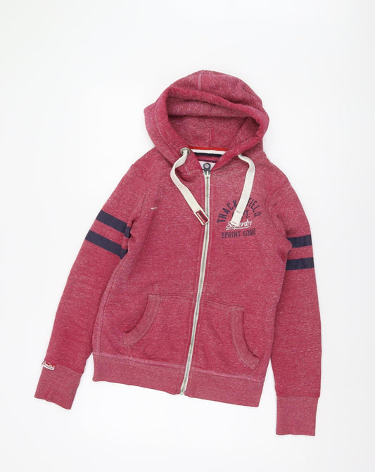 Superdry Red Full Zip Hoodie S Unisex Casual